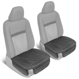 Motor Trend Car Seat Covers Cushion for Cars Trucks SUV - Diamond Double Stitch Faux Leather Black Padded with Storage Pockets, Premium Interior Automotive Accessories, 2-Pack
