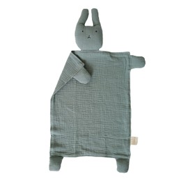 Marlowe & Co Organic Cotton Muslin Bunny Lovey Security Blanket, 12 in x 15 in (Sage)