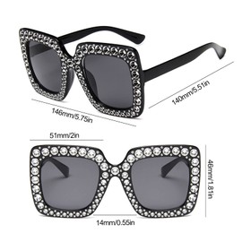 TSHAOUN 2 Stück Mode Sonnenbrillen,Vintage Rechteckige Sonnenbrille für Damen und Herren,Übergroße Diamant Sonnenbrille Quadrat Retro Schutz Outdoor Brille,Für Den Einkauf Reisen(2 Pack) (2 Pack)