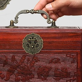 NOIAFZY 4pc Vintage Metal Hasp Lock - Antique Bronze Zinc Alloy Closure with Spring & Pin for Jewelry Boxes, Notebooks, and Storage Cases