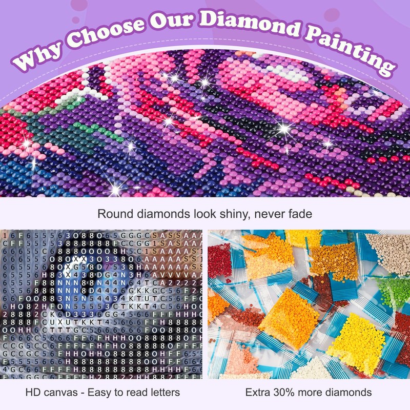 DAERLE Fluffy Cat Diamond Painting Pictures for Adults Beginners, 5D