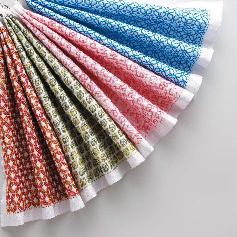 Olympus Thread Hitomezashi Sashiko Hana Fukin Kaku-Shippou Printed Fabric Embroidery