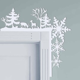 Christmas Door Corner Decoration 19.5 x 22cm/7.68 x 8.66in Home Wooden Christmas Cabinet Knob Covers Party Ornament Props for Holiday Home Decor (Moose)