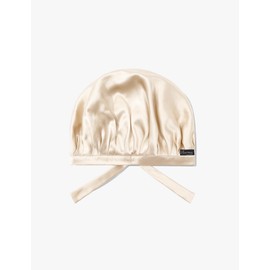 LilySilk Silk Sleep Cap for Hair Stretchy 100% Pure Silk Hair Cap Women's Bonnet Gravel Gold