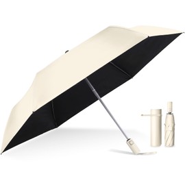 The Classic Tokyo Parasol Folding Umbrella, Rain or Shine, Women's, Unisex, One-touch Automatic Opening/Closing, Large Size, Firm, Durable, 100% Certified UV Protection, beige