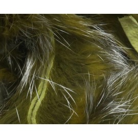 Hareline Dubbin, Inc. SHIMMER RABBIT STRIPS Hareline Dubbin Zonker Strips Fly & Jig Tying - Sculpin Olive w Silver Shimmer - #7