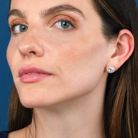 Diamond Treats 925 Sterling Silver Radiation Wreath Stud Earrings with White Blue Green Red Cubic Zirconia Solid Silver Round Stud Earrings for Women, Sterling Silver, Cubic Zirconia