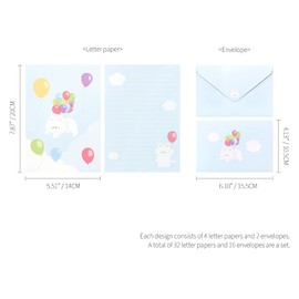 Monolike Gureum's Daily Life Letter Paper and Envelopes Set - 8Type, 32 Letter Paper + 16 Envelopes