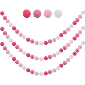 3PCS Felt Ball Garland Pink Pom Pom Garland 9.8 Feet 36 Balls 4 Pastel Colors Pink Pom Pom Decorations Nursery Decor Bunting Birthday Party Decorations for Mardi Gras Thanksgiving Christmas Wall