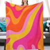 Retro 70S Pink and Orange Swirls Flannel Fleece Throw Blankets