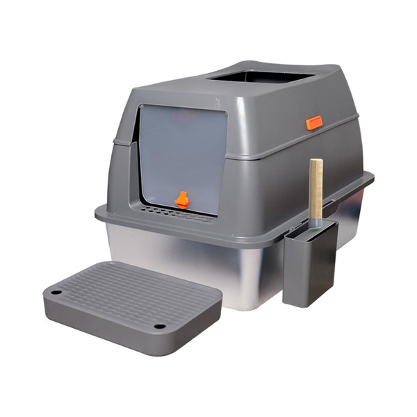 Stainless Steel Cat Litter Box: Extra Large Covered Metal Litter