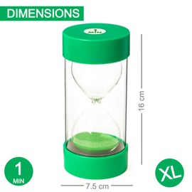 Jumbo Sand Timer for Kids - Colourful and Attractive - Easy-to-Operate Visual Learning Tool (1 Min - Green)