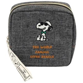 Marimo Craft SPCQ-467 Snoopy Bowtie Series Square Pouch, Black, Joe Cool Approx. W 4.9 x H 4.9 x D 1.6 inches (125 x 125 x 40 mm)