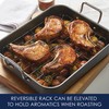 Rachael Ray Bakeware Nonstick Roaster/Roasting Pan with Reversible Rack, 16.5