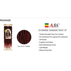MULTI PACK DEALS! Mane Concept Passion Twist Crochet Braids Pre-Stretched 2X Grande Nomadik Twist 18" (5-PACK, 1)
