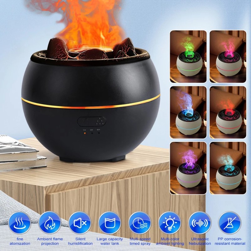 Volcano Fire Flame Essential Oil Diffuser Air Humidifier Aromatherapy 360ml