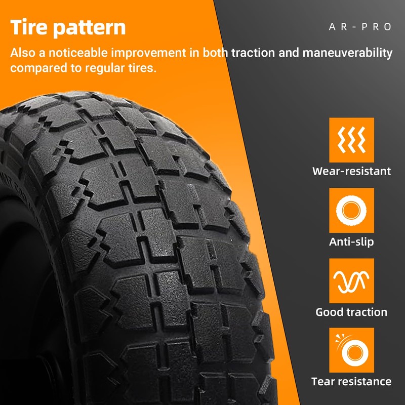 AR-PRO (2-Pack) 13" Flat Free Tire and Wheel - with