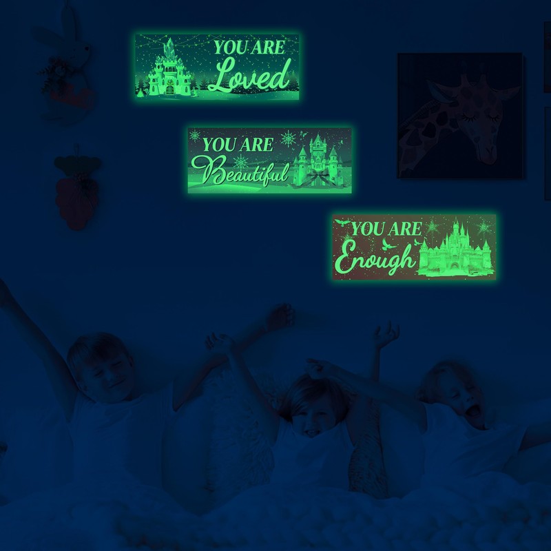 3 Pcs Glow in The Dark Winter Castle Wall Stickers,