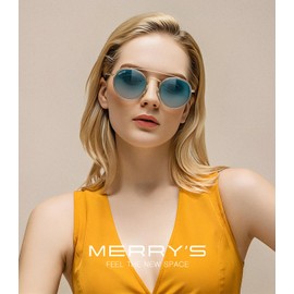 MERRY'S Gafas de sol polarizadas redondas retro – Gafas de sol unisex de doble puente
