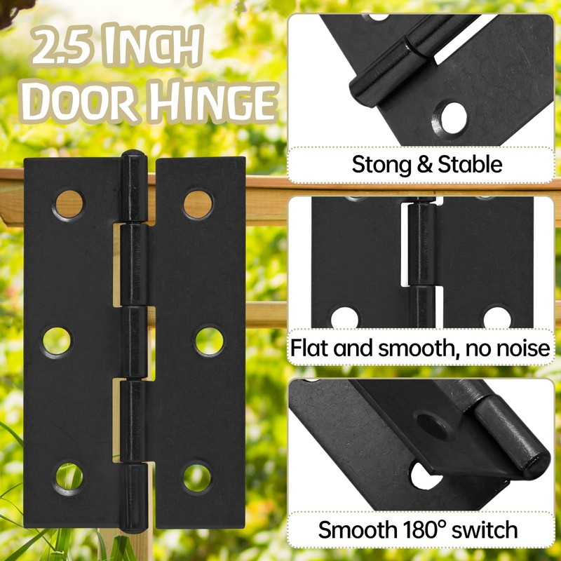 Murtenze 12 Pack 2.5 Inch Door Hinge Cabinet Hinge,Black Butt