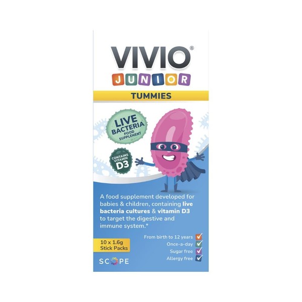 Vivio Junior Tummies Probiotics For Digestive Health 10 x 1.6g Stick Packs