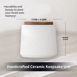 NS Online White Small Urn Ceramic Keepsake - Adult Share Decorative urn ​for Human Ashes， Memorial Tiny urn， Funeral Cremation Pet Urn
