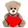MIJOMA Plush Bear with Heart, Cuddly Bear in Light Brown
