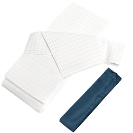 Kyoetsu Obi, Square Sash, One Touch, Made in Japan, Yukata, Kimono, Men's, Waist Strap Set, Dobby, white
