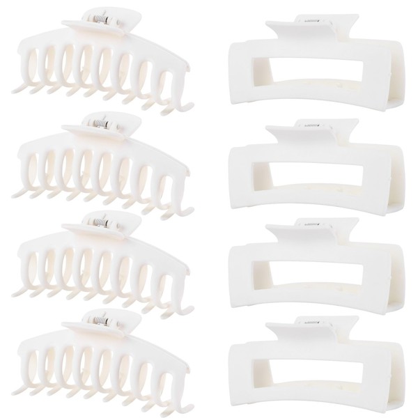 White Hair Clips for Women - 8 Pack 4.3 Inch