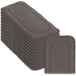 Naturally Nature Cloth Diaper Inserts, 4 Layer Rayon Fleece, Pack of 12, Resuable, Washable Inserts for Cloth Diapers, Gussets Gray Color
