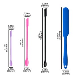 6pcs silicone double end scraper creative mini tip spatula cosmetics heat resistant safety spatula foundation make-up makeup tool, reusable rubber spatula beauty silicone stirrer for cosmetics kitchen