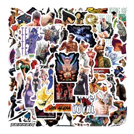 62pcs Tekken Stickers，Cartoon Anime Stickers Vinyl Waterproof Stickers, Used for Water Bottles, Skateboards, laptops, Diaries, Phones, Scrapbooks, Bumper, Children, Teenrs, Adults