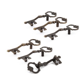 Antrader Metal Key Shaped Pull Handle Bronze Tone Used for Cabinet Drawer Door Pack of 6