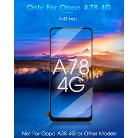 LCD Screen for Oppo A78 4G Display for Oppo A78 4G CPH2565 LCD Display Touchscreen Assembly with Repair Kit (6.43 Inches, Black without Frame, Not Support Fingerprint)