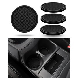 Coaster for Car Cup Holder - 4 Pack Silicone Auto Car Drink Coasters Mat Universal Non-Slip Inserts Car Interior Accessories, Black