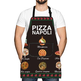 LEVLO Napoli Pizza Tea Italian Pizza Kitchen Apron Italy Pizza Margherita Gift Mom Dad BFF Chef Apron (PIZZA NAPOLI)