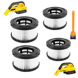 (4-Pack) DC5151H HEPA Filter Replacement Compatible with DEWALT Wet Dry Vacuum DC515 DCV517 DCV517B-with 1-Cleaning Brushes by Beilan