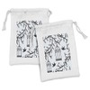 Ambesonne Birds Fabric Pouch Set of 2, Ornate Cages Branch