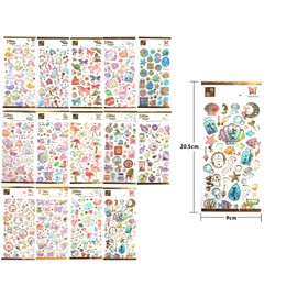 DERAYEE Reward Seal, 3D 3D, Foil Stamping, Translucent Notebook, Sticker, Gift, Cute, Glitter, Smartphone Decoration, 3D Sticker, Set of 14 (Style 1)