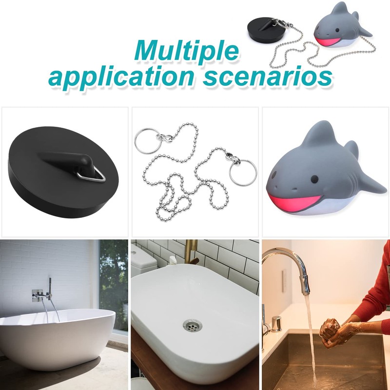 MAIXINNEW Bath Plug with Chain 45mm, Rubber Floating Bath Tub