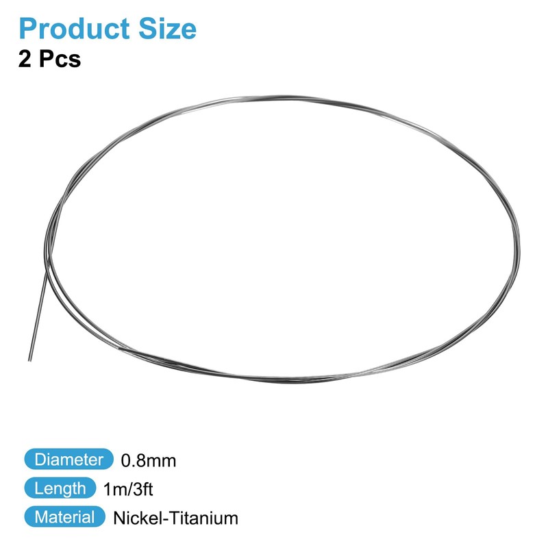 sourcing map 3 Feet Nitinol Wire, 2 Pcs 0.8mm Super