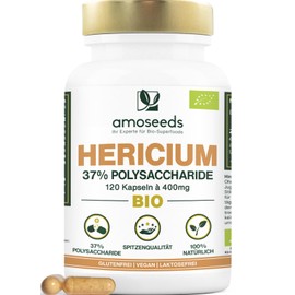 Lions Mane BIO | Hericium Erinaceus, Gedächtnispilz | Hochdosiert, 37% Polysaccharide | 120 Kapseln | Vegan, Laborgeprüft, Ohne Zusatzstoffe | Spitzenqualität