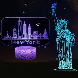 Kenmaca Night Light Statue of Liberty, New York Landmark 3D Illusion Lamp 2 Patterns 16 Colors Change Dimmable Room Decor, Touch & Remote Control, Christmas Birthday Gift Dad Mom Kid Boy Girl Teen