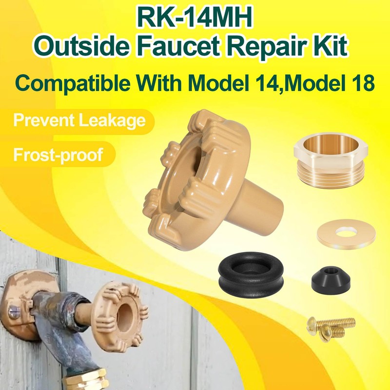 Datrenm RK-14MH Outside Faucet Repair Kit Metal Handle Compatible with