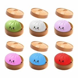 2026 Glitter Dumpling Squishy Toy with Steamer Box, Soft Sensory Fidget Squeeze Toy, Stress Relief Desk Toy for Adults and Teens, Blind Box Style
