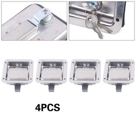 MUSESPANI 4pcs Stainless Steel Toolbox Latches 5.5"*4.25" Door Lock Handle Latch Door Lock Trailer Toolbox Rv Handle Latch Truck Tool Box Paddle Lock with Keys Gaskets For Rv Truck Trailer