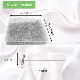 T Pins, 100Pack 1.5 inch Wig Pin, Stainless Steel T-pins for Blocking Knitting, Wig Pins for Foam Head, Blocking Crochet, Straight Pins for Sewing, Craft, Quilting, Office, Decoration by Sunenlyst