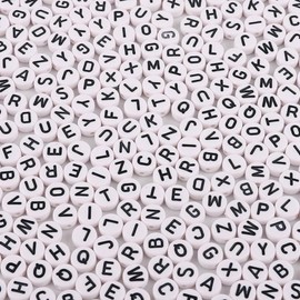 100 Pieces Letter Beads - 4x7mm A-Z White Round Letter Beads for Bracelets - Beads for Jewelry Making - Bracelet for Keychain Making, Ideal for Necklace Bracelet Pens and DIY Crafts