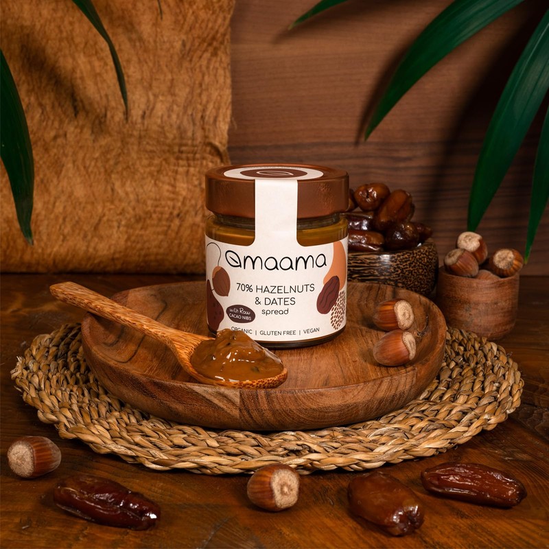 MAAMA, Crema Spalmabile alla Nocciola (70%), Datteri e Nibs di