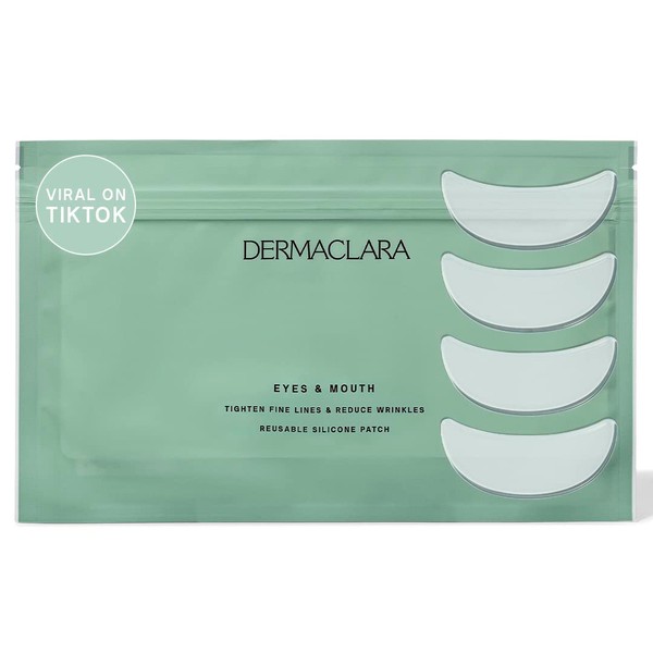 Dermaclara Siliconefusion Eyes and Mouth Patches - Reusable, Hypoallergenic, Dermatologist Tested, Medical Grade Silicone Patches for Fine Lines, Wrinkles, and Scars - Natural & Cruelty-Free - 4 ct.
